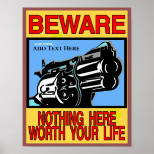 Poster ATTENTION, SIGNER DU PROPRIÉTAIRE DE L'ARME, ajout