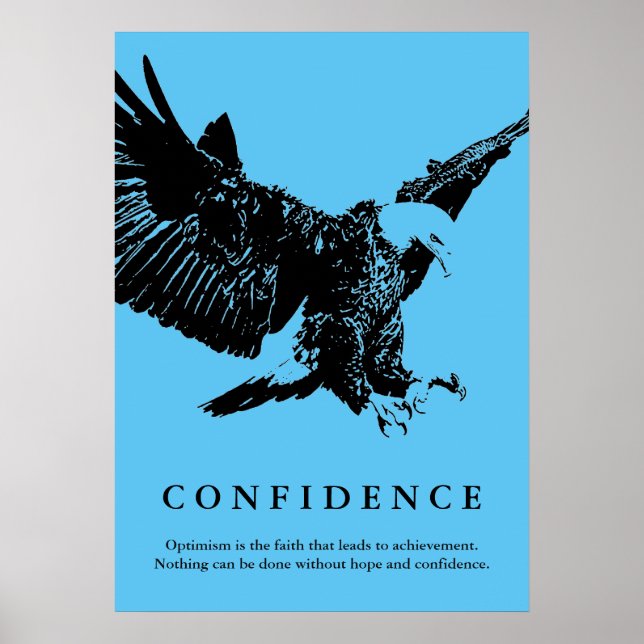 Poster Atterrissage de l'aigle Motivation Confiance Bleu (Devant)