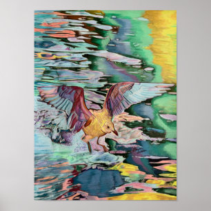 Poster Atterrissage de mouette sur le lac Candlewood Art 
