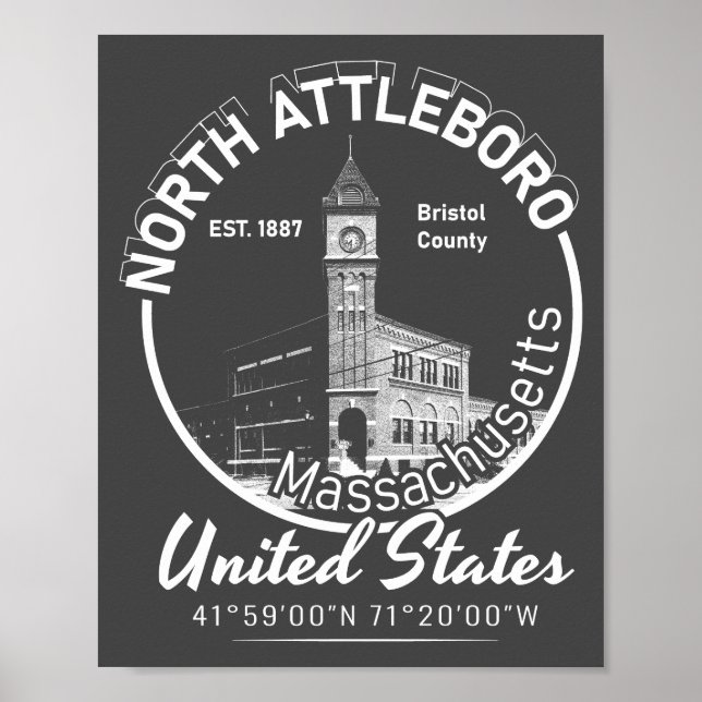 POSTER ATTLEBORO NORD - MASSACHUSETTS (Devant)