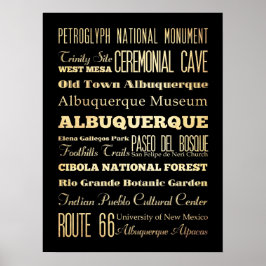 Poster Attractions et lieux célèbres d'Albuquerque, N.M.