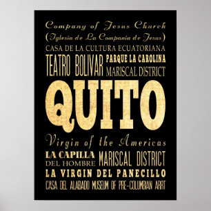 Poster Attractions et lieux célèbres de Quito, Equateur
