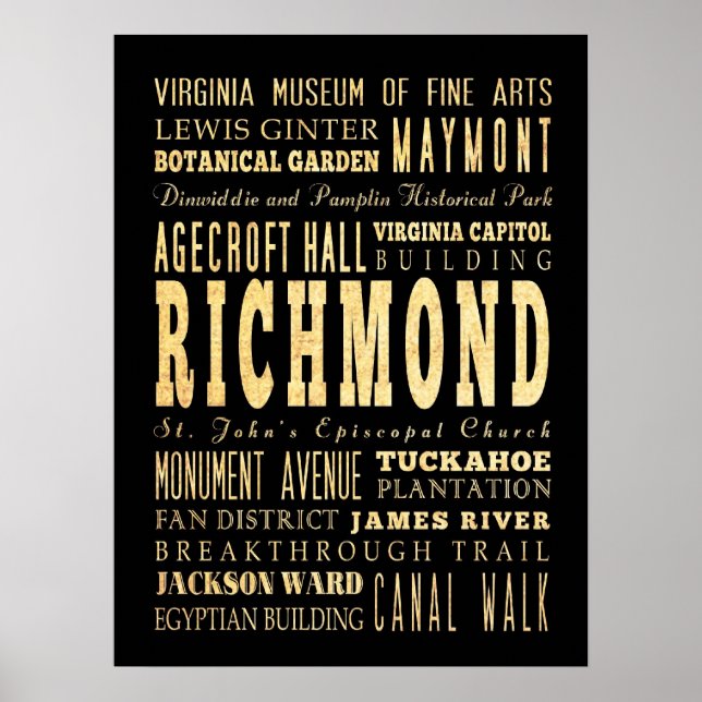 Poster Attractions et lieux célèbres de Richmond, Virgini (Devant)