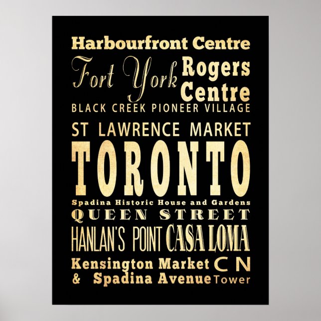 Poster Attractions et lieux célèbres de Toronto, Ontario (Devant)