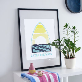 Poster Attrape la vague. Conception en été.