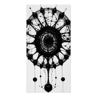 Poster Attrape-rêve Abstrait Sombre Art Techno Organique