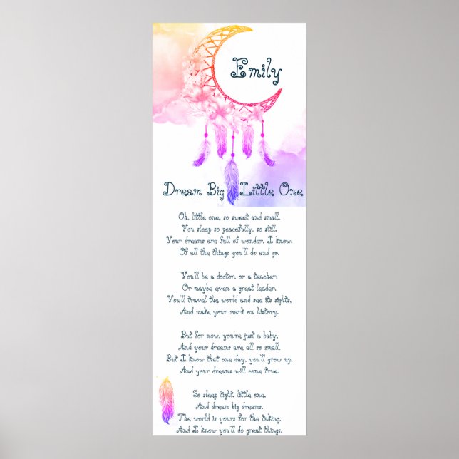 Poster Attrape-rêves personnalisé pour enfant avec poème (Devant)