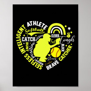 Poster Attrapeuse de softball pour filles, super pour les