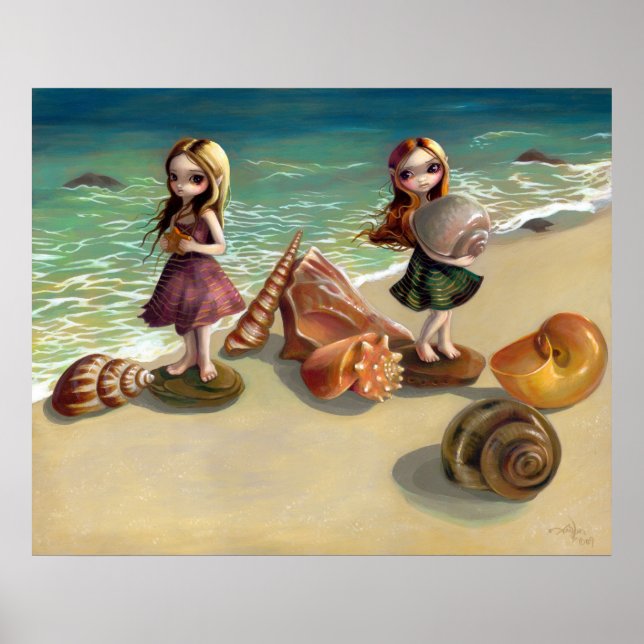 Poster Au bord de la plage Ocean fairy Art Print (Devant)