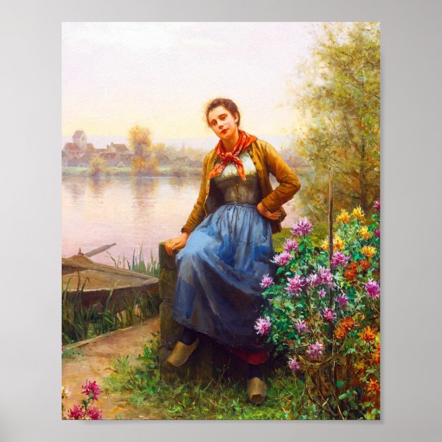 Poster Au bord de la rivière par Daniel Ridgway Knight (Devant)