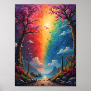 Poster Au bout du chemin est un monde arc-en-ciel