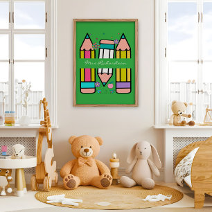 Poster au crayon vert coloré de l'enseignant