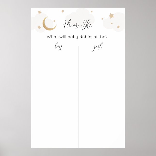 Poster Au-dessus de la lune Baby Gender Prediction Graphi (Devant)