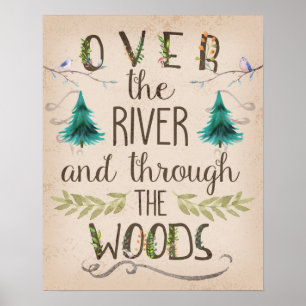 Poster Au-dessus de la rivière à travers les bois 16x20 i
