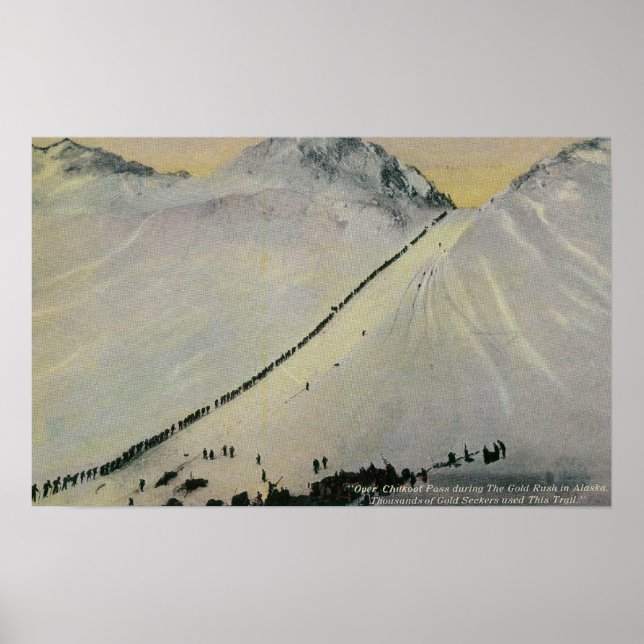Poster Au-dessus du col Chilkoot pendant la ruée vers l'o (Devant)