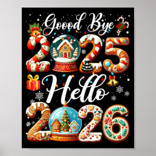 Poster Au revoir 2025 Bonjour 2026 Bonne Saint-Sylvestre
