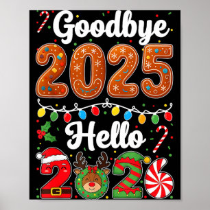 Poster Au revoir 2025 Bonjour 2026 Bonne Saint-Sylvestre