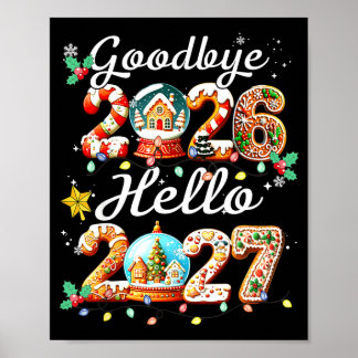 Poster Au revoir 2026 2027 bonjour bonne année veille du