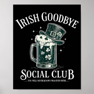 Poster Au revoir irlandais club social drôle jour de la S