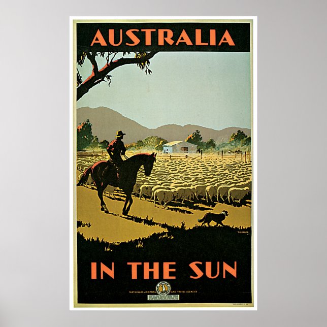 Poster Au Soleil ~ Vintage voyage Australie (Devant)