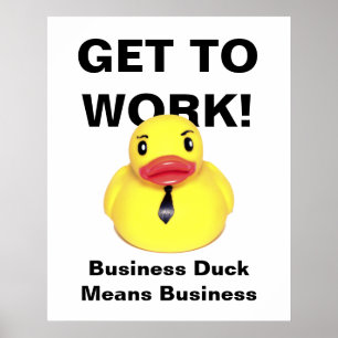 Poster Au Travail ! — Canard en caoutchouc avec Cravate