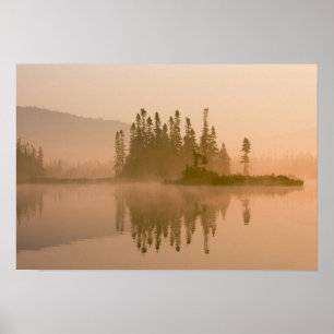 Poster Aube brumeuse sur East Inlet, Pittsburg, Nouveau