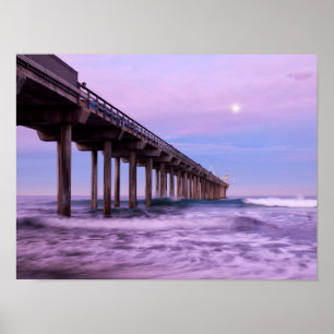 Poster Aube violette sur la jetée, Californie