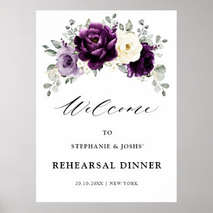 Poster Aubergine Violet Prune Bohème Bienvenue au dîner d