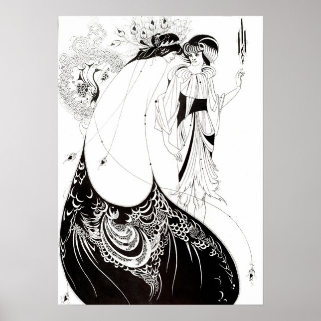 Poster Aubrey Beardsley L'affiche de la jupe Peacock (Devant)