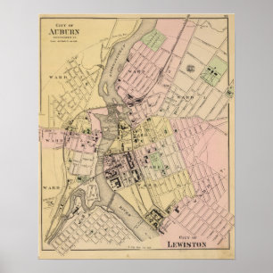 Poster Auburn, carte de Lewiston