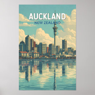 Poster Auckland Nouvelle-Zélande Illustration Voyage Art