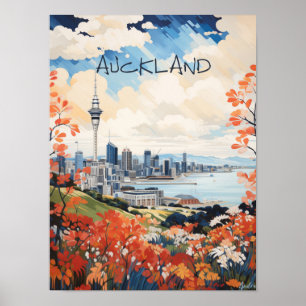 Poster Auckland Nouvelle-Zélande Voyage Art Ville Esthéti