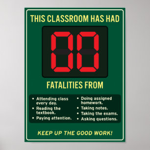 Poster Aucun décès dû à de bonnes habitudes de classe.