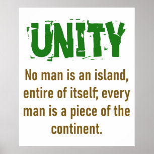 Poster Aucun Homme N'Est Une Île - Citation D'Unité