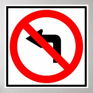 Poster Aucun signe routier de virage gauche
