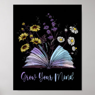 Poster Augmentez votre esprit Livre Fleur sauvage Motivat