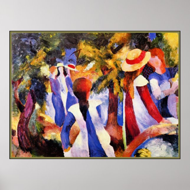 Poster August Macke art, Fille dans la verdure (Devant)