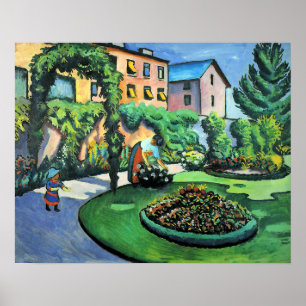 Poster Auguste Macke - Gartenbild, peinture populaire,