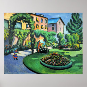 Poster Auguste Macke - Gartenbild, peinture populaire,