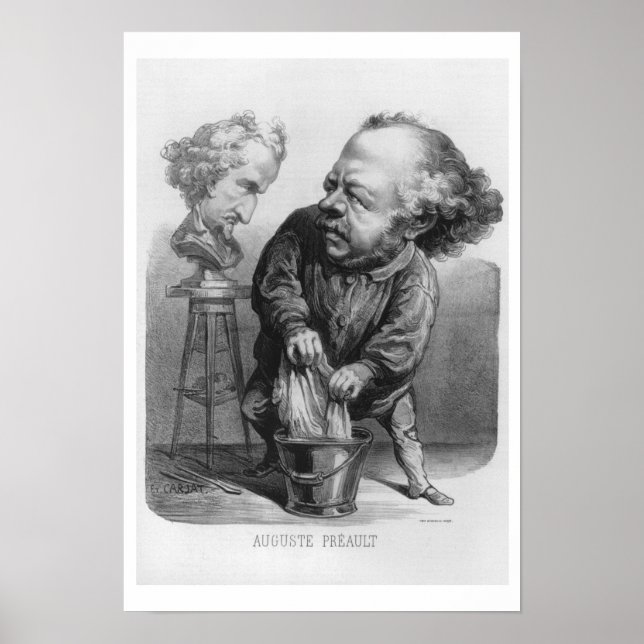 Poster Auguste Preault (1809-79), caricature du Bou (Devant)