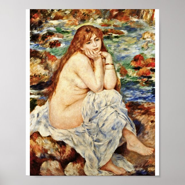 Poster Auguste Renoir - Béton Assis Sur Une Barrière De S (Devant)