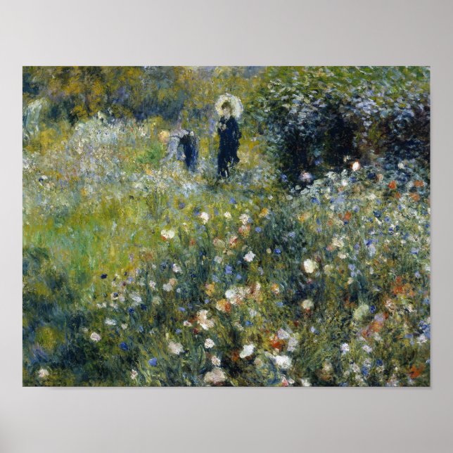 Poster Auguste Renoir - Femme avec un parasol dans un jar (Devant)