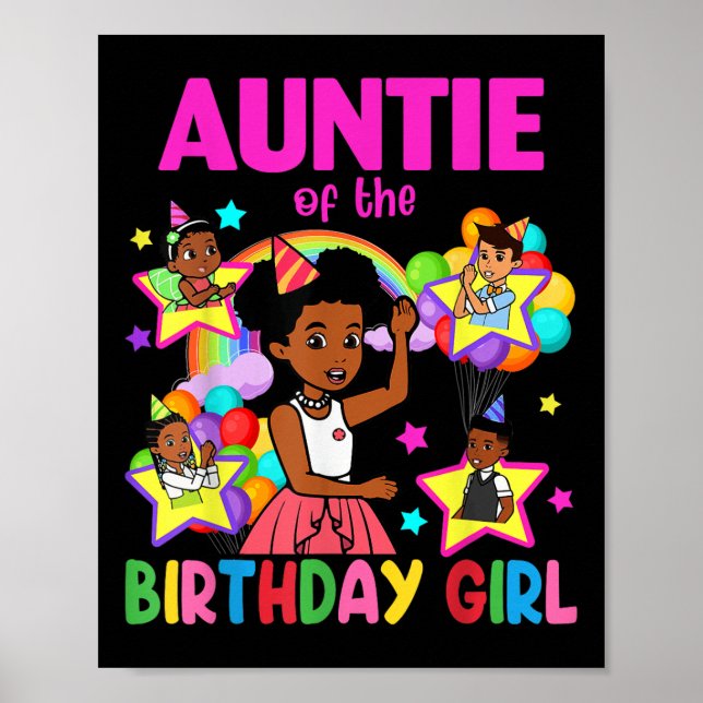 Poster Auntie Of Birthday Girl Gracie Birthday Dolls Girl (Devant)