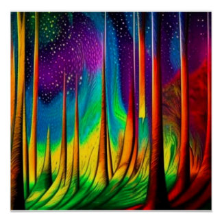 Poster Aurora au-delà de la forêt