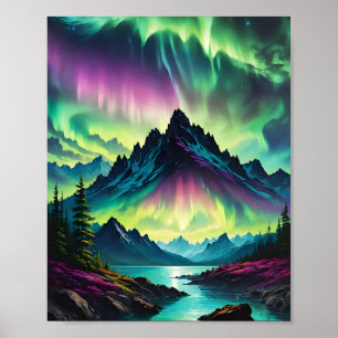 Poster Aurora au-dessus du lac Mountain