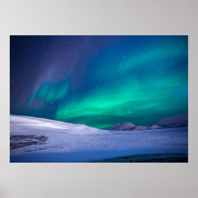 Poster Aurora Borealis beau paysage (Devant)