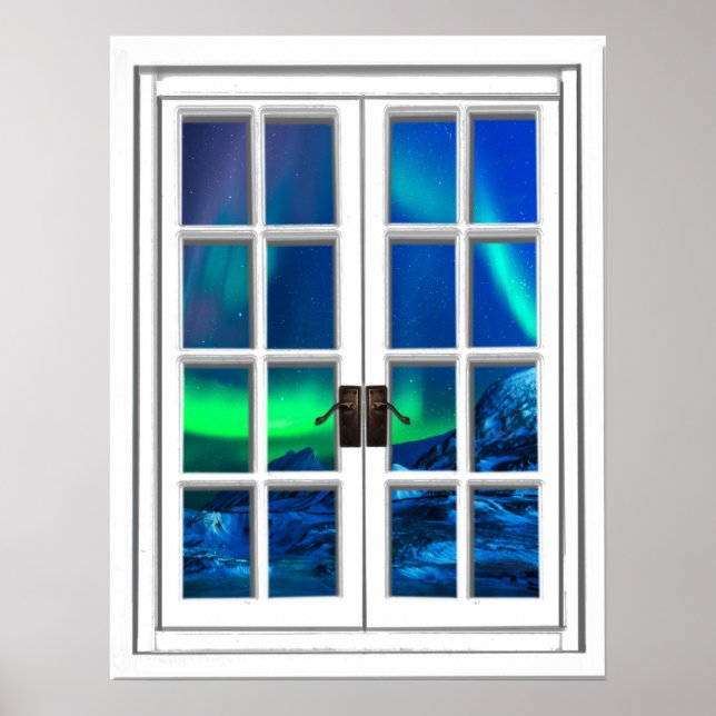 Poster Aurora Borealis Northern Lights Faux Window Art (Devant)