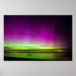 Poster Aurora Borealis sur Hammond Bay Michigan