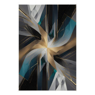 Poster Aurora géométrique dorée