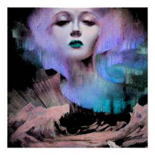 Poster Aurora par Clive Henry bleu turquoise violet nuit